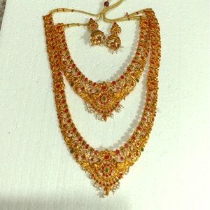 Woman jewelry necklace earrings saree Choli indian